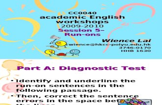 Academic English Workshop 0910S5 Run-Ons