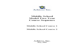 Middle School Two Year Math Curriculum - Achieve - May 2008