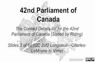 42nd Parliament of Canada contact details slides 3 of 10 (quebec 2of2 longueuil—charles lemoyne to v