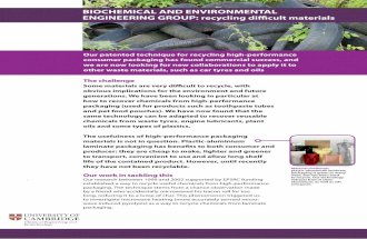 Research brochure: Biochemical and Environmental Engineering Group: recycling difficult materials