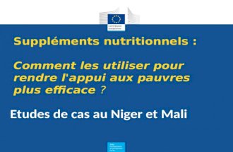 Suppléments nutritionnels : Comment les utiliser pour rendre l'appui aux pauvres plus efficace? Etudes de cas au Niger et Mali
