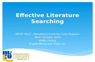 MCCP 7012 Effective Literature Searching 2015-2016