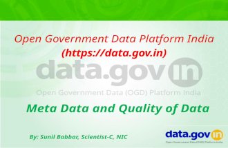 Meta Data and Quality of Data for OGD Platform India