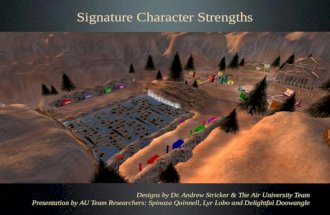 Signature character strengths for a 3D game