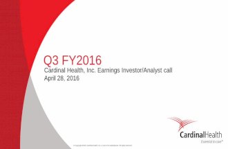 Cardinal Health Q3 FY 2016 Earnings Presentation