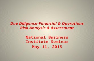Due Diligence-Financial & Operations Risk Analysis & Assessment
