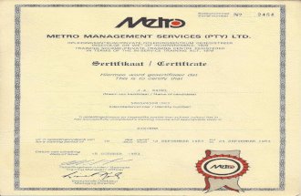 Metro Management Systems Certificate