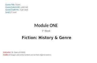 LANE 342- Module 1- Week 1- Fiction history & genre