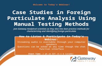 Case Studies in Foreign Particulate Analysis Using Manual Testing Methods