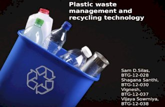 Plastic Waste Management and Recycling Technology : P1