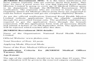 Jknrhm govt job recruitment 2016 latest medical officer vacancies exam result