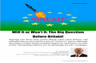 "BREXIT" - THE GLOBAL ANALYST - MARCH 2016   (Dr. IVO PEZZUTO)