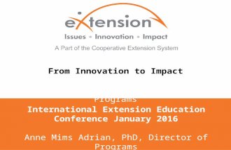 International Extension Education Conference: From Innovation to Impact