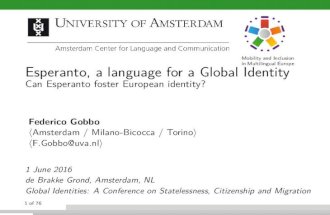 Esperanto, a language for a Global Identity Can Esperanto foster European identity?