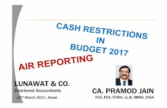Cash Restrictions in Union Budget 2017 & Air Reporting
