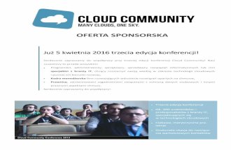 Oferta sponsorska - Cloud Community 2016 - konferencja nt. cloud computingu