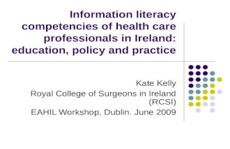 2009 eahil  kate kelly information literacy competencies of health care professionals in ireland