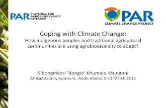 Sibonginkosi Khumalo: The use of agrobiodiversity by indigenous and traditional agricultural communities in adapting to climate change