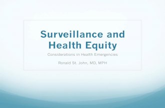 Surveillance and Health Equity - Dr. Ronald St. John