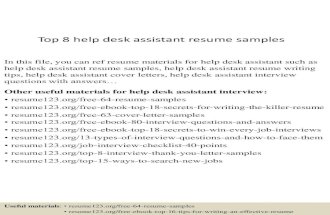 Top 8 help desk assistant resume samples