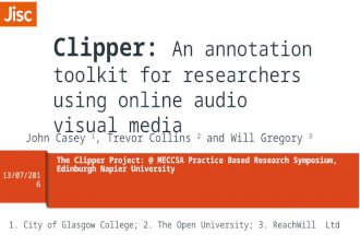 Clipper @ The Meccsa Symposium on Practice Based Research