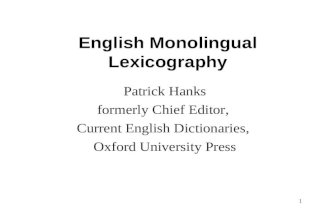 English Monolingual Lexicography