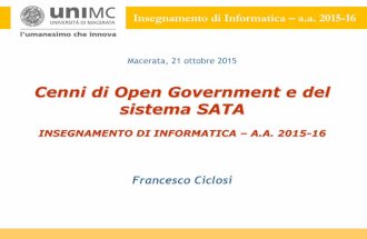 MODULO OD5: Cenni di Open Government e del sistema SATA