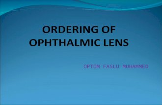 Ordering of ophthalmic lens