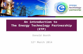 An Introduction to The Energy Technology Partnership (ETP) | Donald  Donald Booth