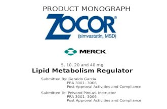 Zocor product monograph