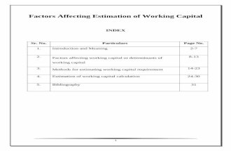 Factors effecting estimation of Working capital
