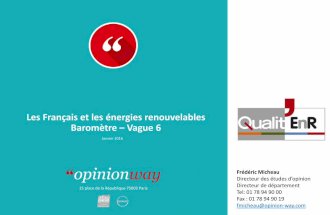 Qualit'ENR - Les Français et les énergies renouvelables - Par OpinionWay - janvier 2016