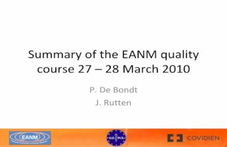 Summary of the EANM quality course 27 – 28 March 2010