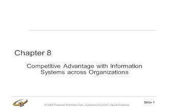 © 2008 Pearson Prentice Hall, Experiencing MIS, David Kroenke Slide 1 Chapter 8 Competitive Advantage with Information Systems across Organizations.