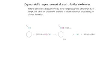 Organometallic reagents convert alkanoyl chlorides into ketones.