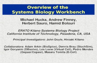 Overview of the Systems Biology Workbench Michael Hucka, Andrew Finney, Herbert Sauro, Hamid Bolouri ERATO Kitano Systems Biology Project California Institute.