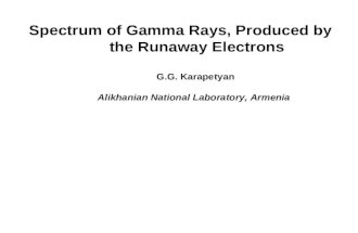 Spectrum of Gamma Rays, Produced by the Runaway Electrons G.G. Karapetyan Alikhanian National Laboratory, Armenia.