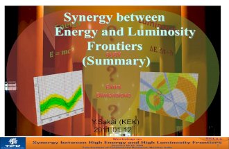 Synergy between Energy and Luminosity Frontiers (Summary) 1 Y.Sakai (KEK) 2011.01.12.