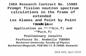 IAEA Research Contract No. 15805 Prompt fission neutron spectrum calculations in the frame of extended Los Alamos and Point by Point models First year.