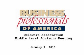 Delaware Association Middle Level Advisors Meeting January 7, 2016.