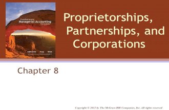 Proprietorships, Partnerships, and Corporations Chapter 8 Copyright © 2012 by The McGraw-Hill Companies, Inc. All rights reserved.