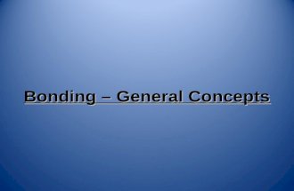 Bonding – General Concepts. What is a Bond? A force that holds atoms together. We will look at it in terms of energy. –Bond energy - the energy required.