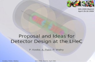 Kostka, Polini, WallnyDIS 2009, Madrid, April 28th 1 Proposal and Ideas for Detector Design at the LHeC P. Kostka, A. Polini, R. Wallny DIS 2009 Madrid.