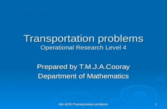 Transportation problems Operational Research Level 4