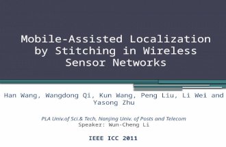 Mobile-Assisted Localization by Stitching in Wireless Sensor Networks IEEE ICC 2011 Han Wang, Wangdong Qi, Kun Wang, Peng Liu, Li Wei and Yasong Zhu PLA.