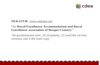NEKATUR  The Rural Farmhouse Accommodation and Rural Guesthouse association of Basque Country" -40 questionnaire sent, 26 recipients, 22.
