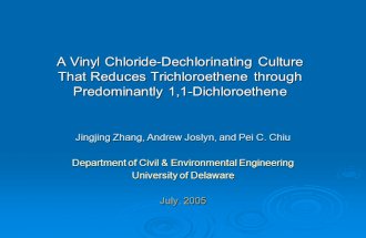 A Vinyl Chloride-Dechlorinating Culture That Reduces Trichloroethene through Predominantly 1,1-Dichloroethene Jingjing Zhang, Andrew Joslyn, and Pei C.