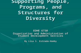 Supporting People, Programs, and Structures for Diversity EDHE 6730 Organization and Administration of Student Development Services By Lisa S. Estrada-Hamby.
