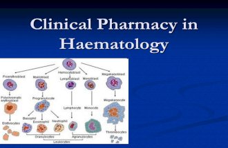 Clinical Pharmacy in Haematology. Spectrum of haematological diseases Deficiency anaemias Deficiency anaemias Disorders of haemoglobin structure Disorders.