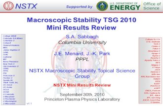 Macroscopic Stability TSG 2010 Mini Results Review College W&M Colorado Sch Mines Columbia U Comp-X General Atomics INEL Johns Hopkins U LANL LLNL Lodestar.